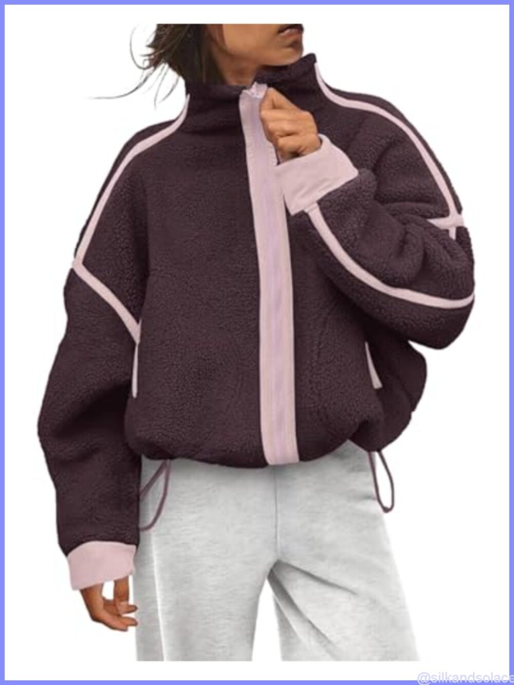 Sherpa Fleece Zip Up Cropped Jacket with Pockets Warm Fuzzy Coat
